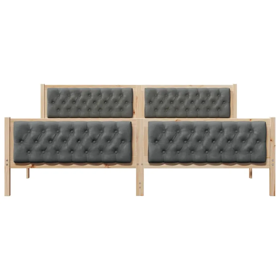 Cadre de lit Gris foncé 200 x 200 cm Pin massif - 5
