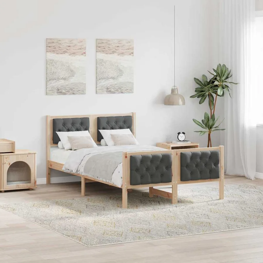 Cadre de lit Gris foncé 120 x 200 cm Pin massif