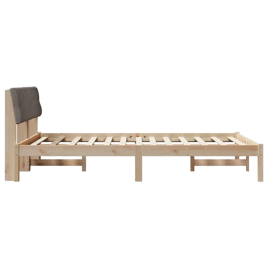 Cadre de lit Marron et taupe 135 x 190 cm Bois massif en pin - 6