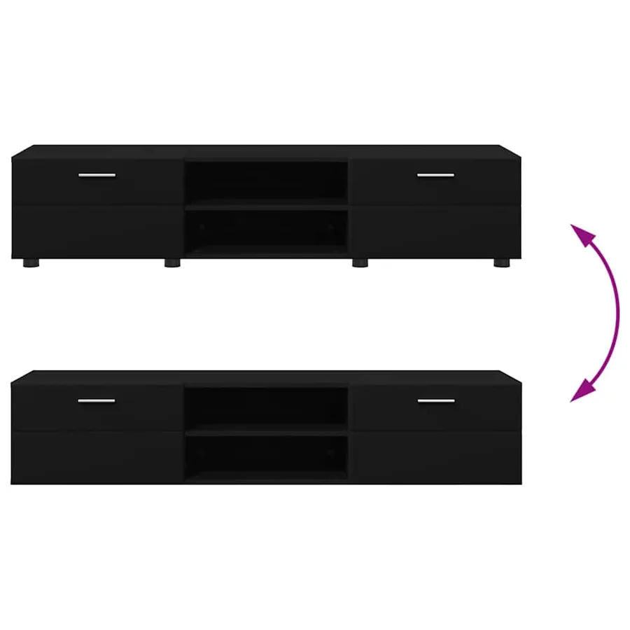 Ensemble meuble TV FLORIN 3 pcs Noir Bois d'ingénierie - 15