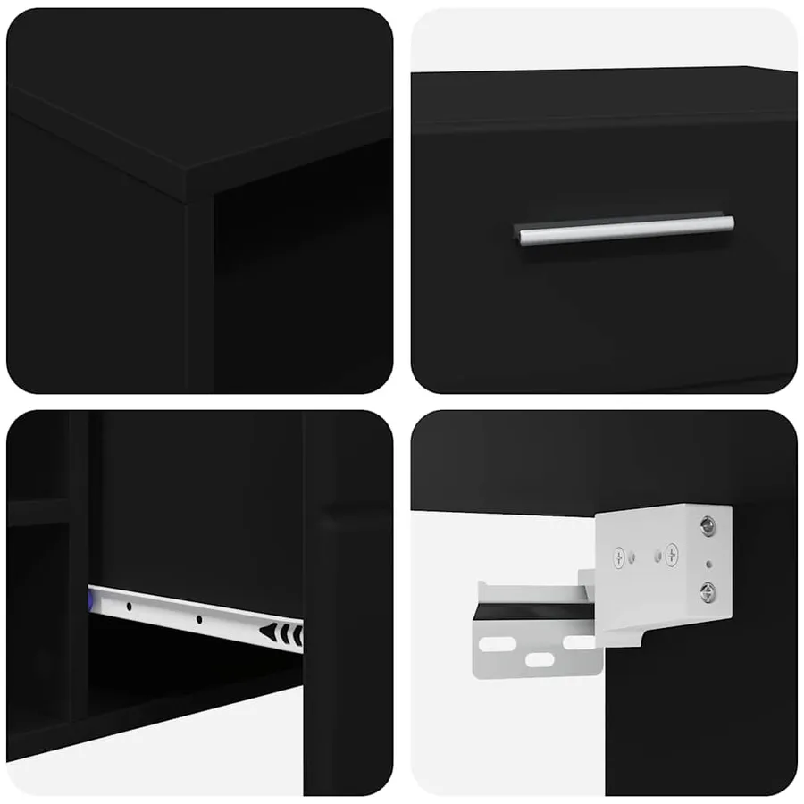 Ensemble meuble TV FLORIN 3 pcs Noir Bois d'ingénierie - 10