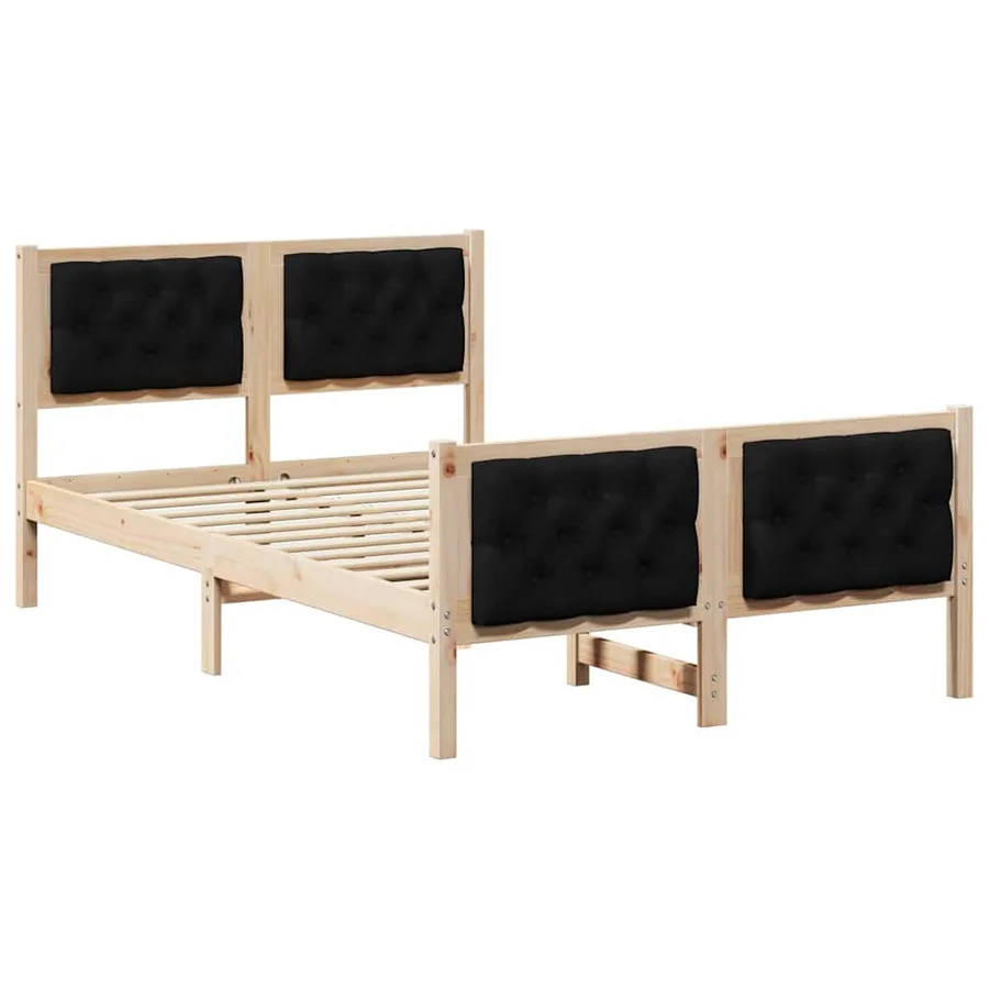 Cadre de lit avec tête de lit Noir 120 x 190 cm Pin massif - 2