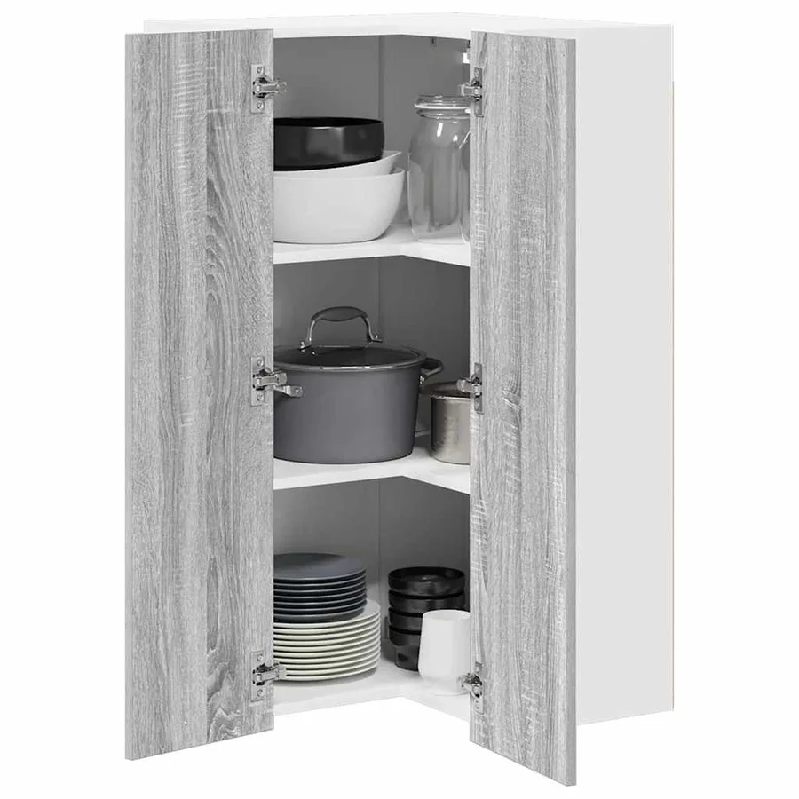 Armoire suspendue Gris Sonoma et Blanc 57 x 57 x 100 cm - 3