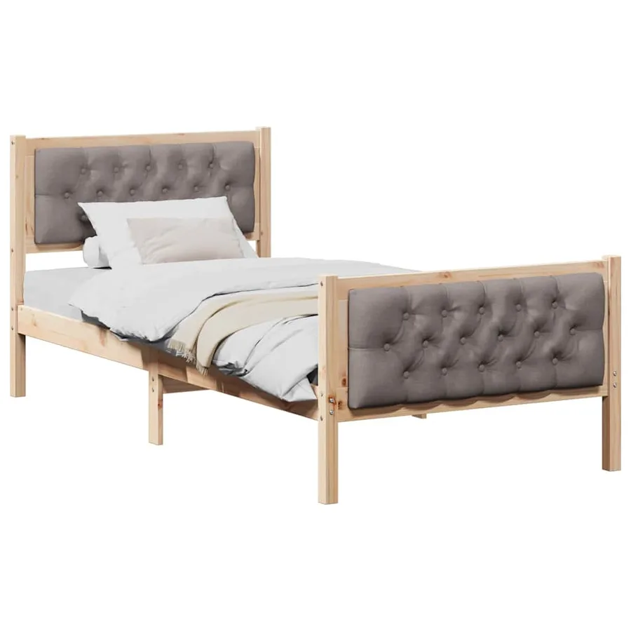 Cadre de lit avec tête de lit Taupe 90 x 190 cm Pin massif - 3