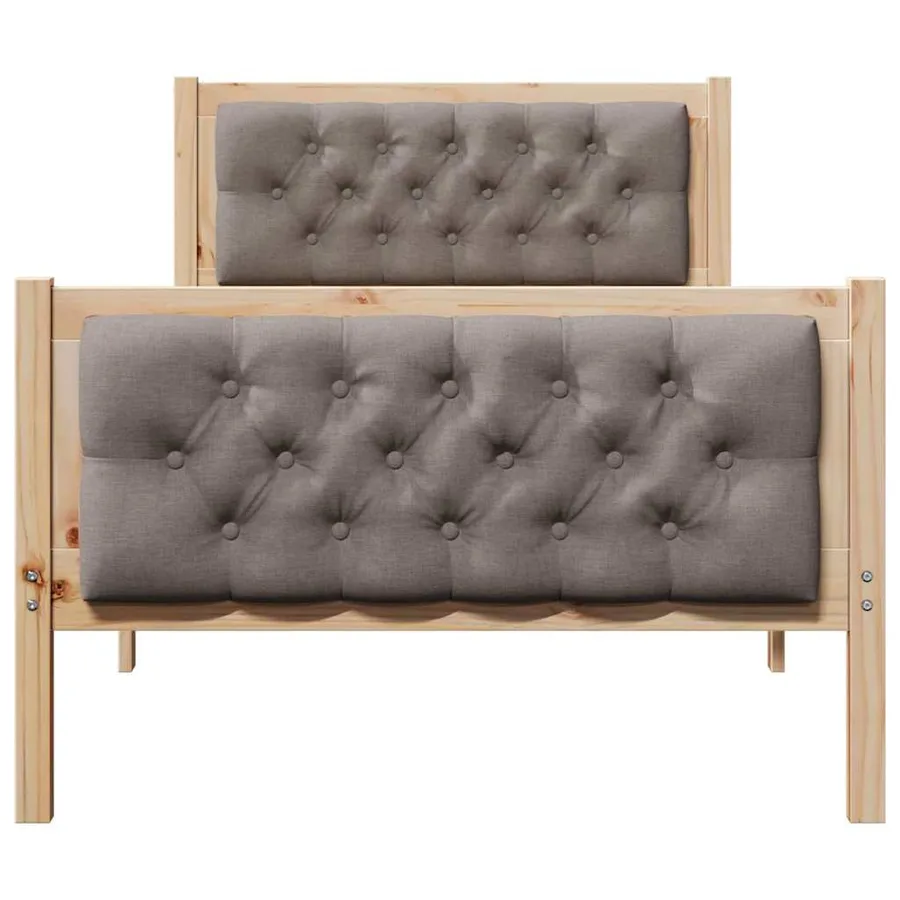 Cadre de lit avec tête de lit Taupe 90 x 190 cm Pin massif - 5