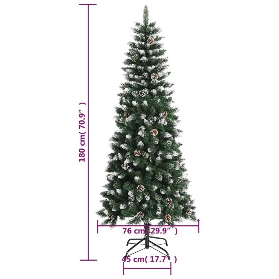 Sapin de Noël artificiel avec support Vert 180 cm PVC - 9