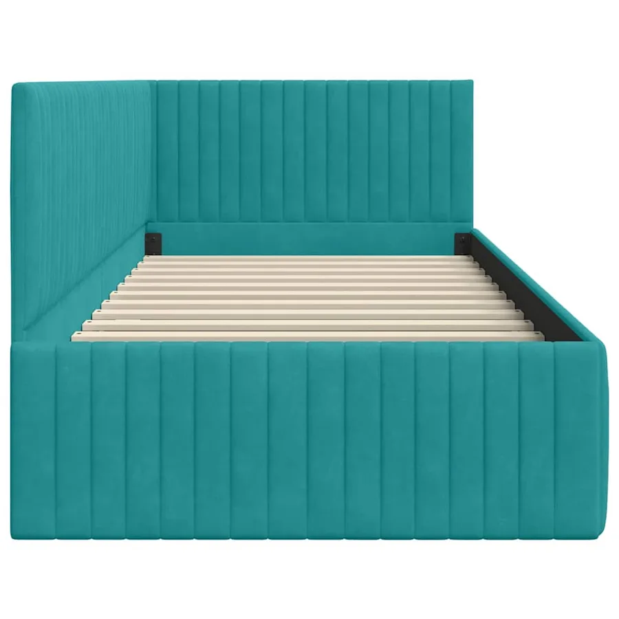 Cadre de lit d'angle Turquoise 90 cm x 200 cm Velours - 6