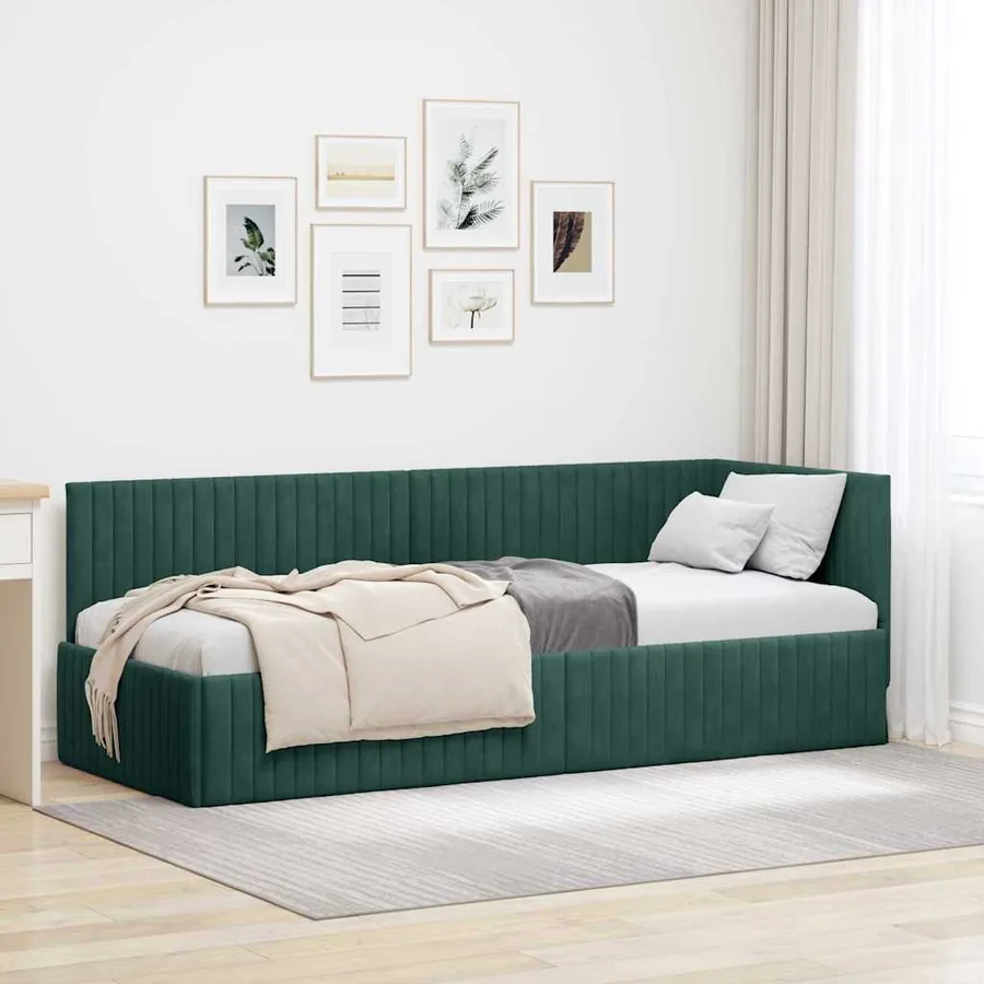 Cadre de lit d'angle Vert foncé 80 cm x 200 cm Velours