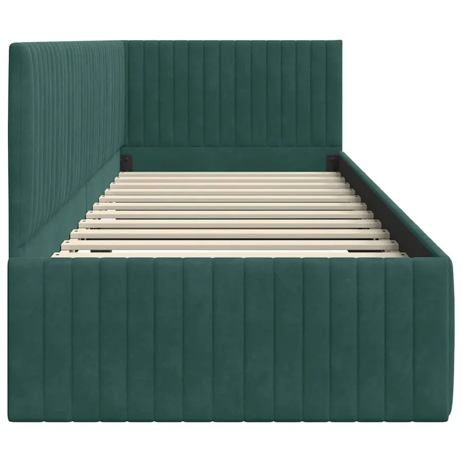 Cadre de lit d'angle Vert foncé 80 cm x 200 cm Velours - 6