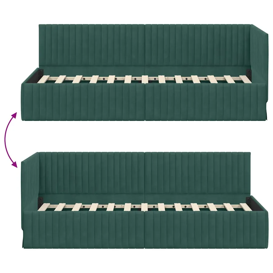 Cadre de lit d'angle Vert foncé 80 cm x 200 cm Velours - 9