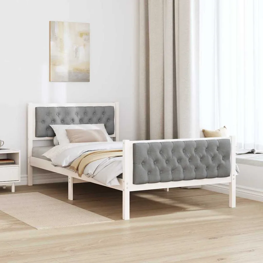 Cadre de lit Gris clair 100 x 200 cm Pin massif - 4