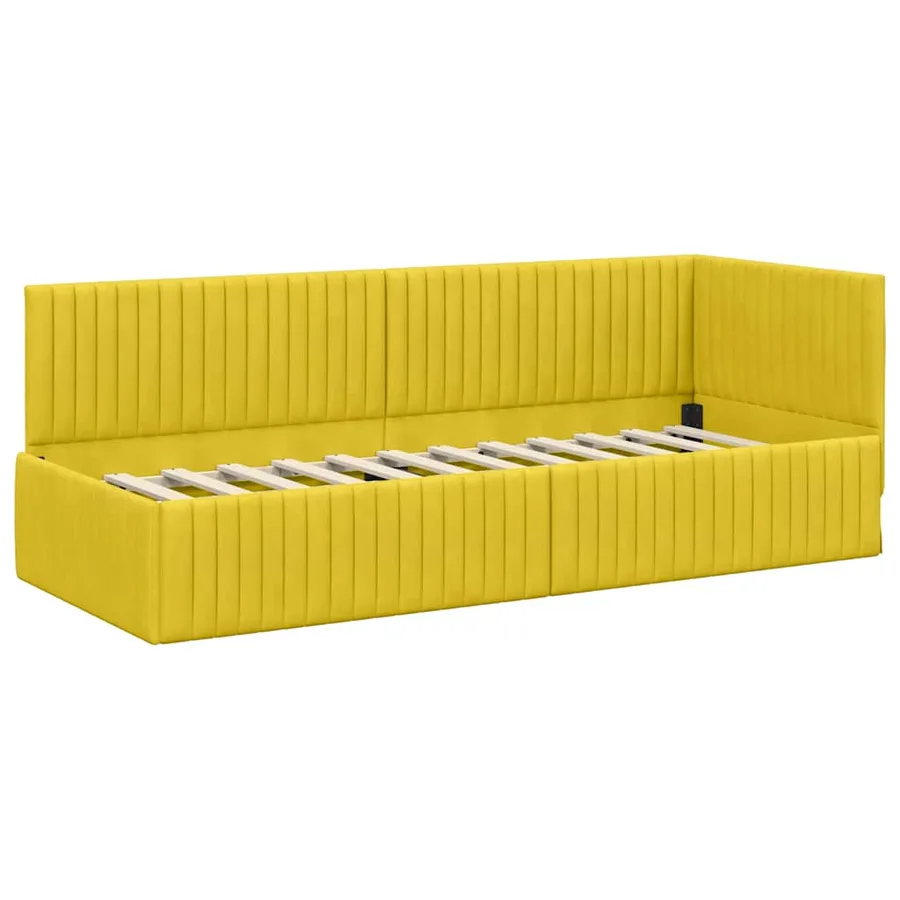 Cadre de lit d'angle avec matelas 2 pcs Jaune Velours - 6