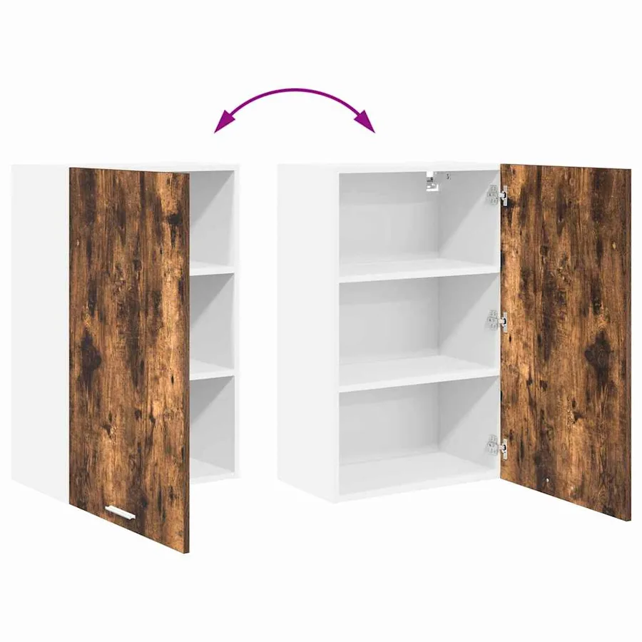 Armoire suspendue Chêne fumé et Blanc 50 x 31 x 80 cm - 11