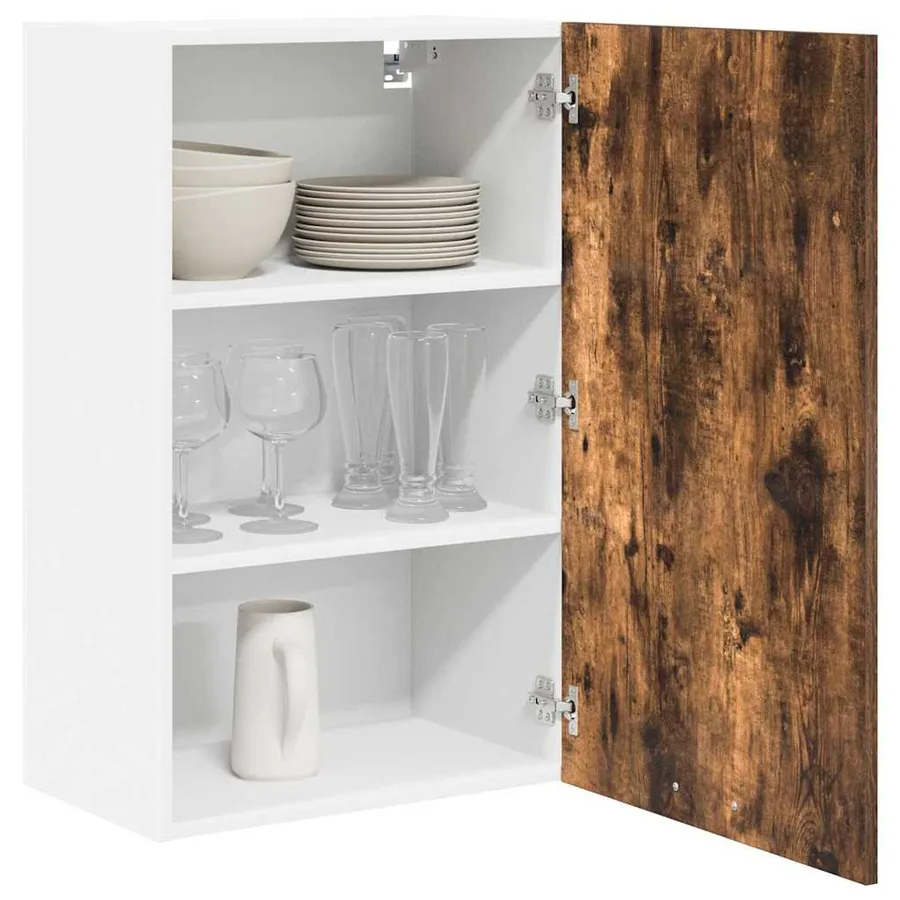 Armoire suspendue Chêne fumé et Blanc 50 x 31 x 80 cm - 3