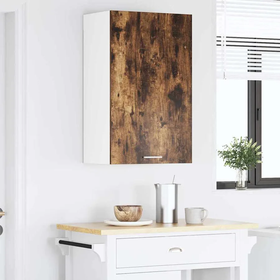 Armoire suspendue Chêne fumé et Blanc 50 x 31 x 80 cm - 4