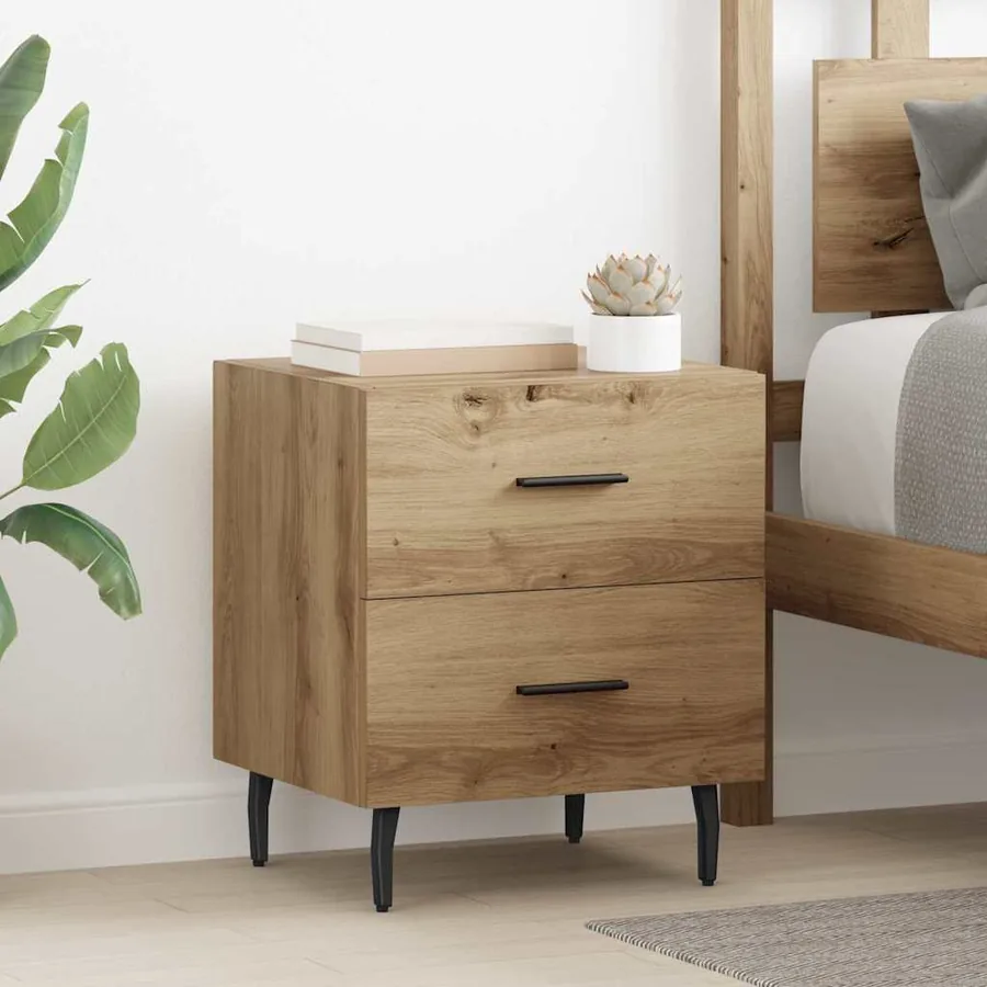 Cabinet de chevet 2 pc Chêne artisanal 40 x 35 x 47,5 cm