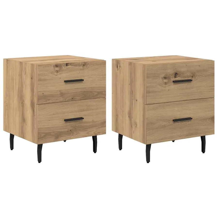 Cabinet de chevet 2 pc Chêne artisanal 40 x 35 x 47,5 cm - 2