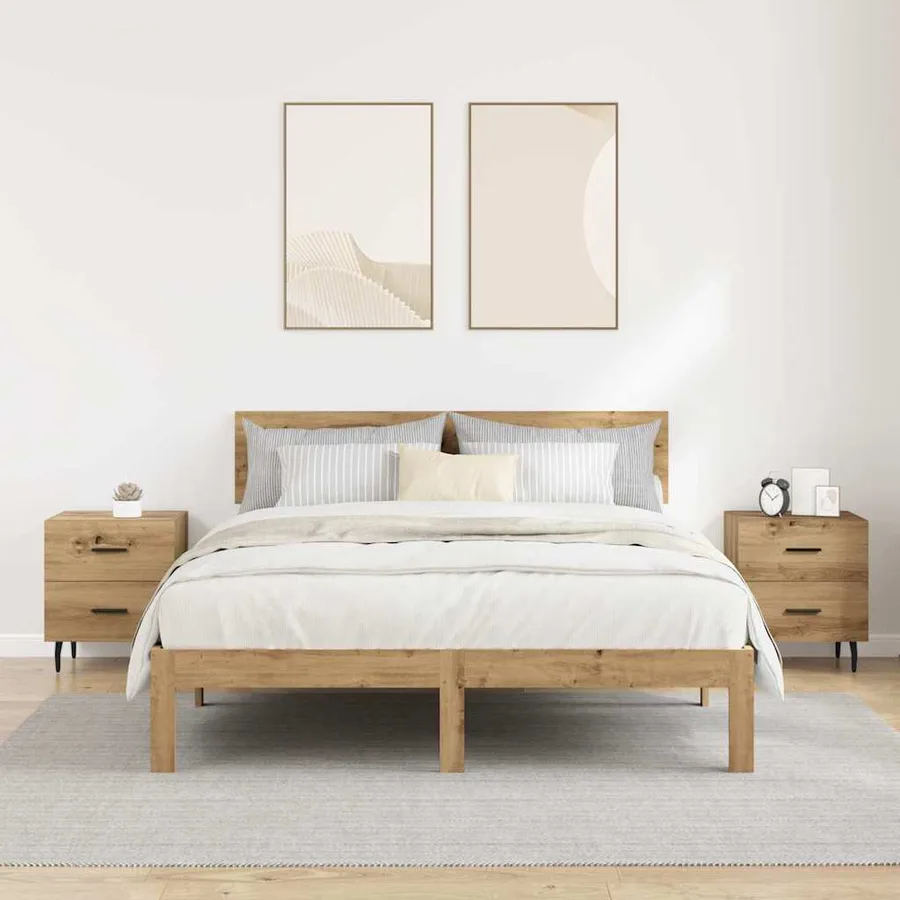 Cabinet de chevet 2 pc Chêne artisanal 40 x 35 x 47,5 cm - 4