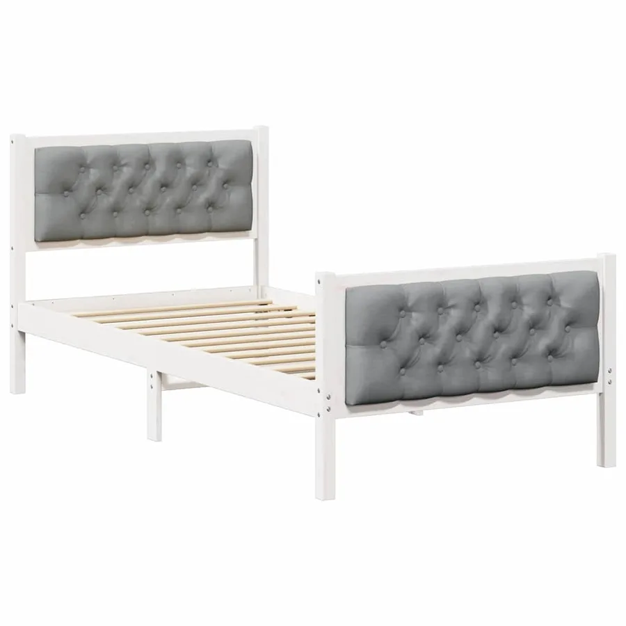 Cadre de lit avec tête de lit Gris clair 90 x 200 cm Pin massif - 2