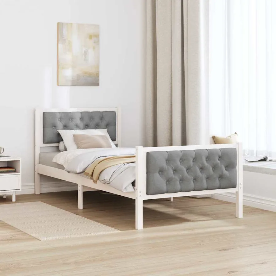 Cadre de lit avec tête de lit Gris clair 90 x 200 cm Pin massif - 4