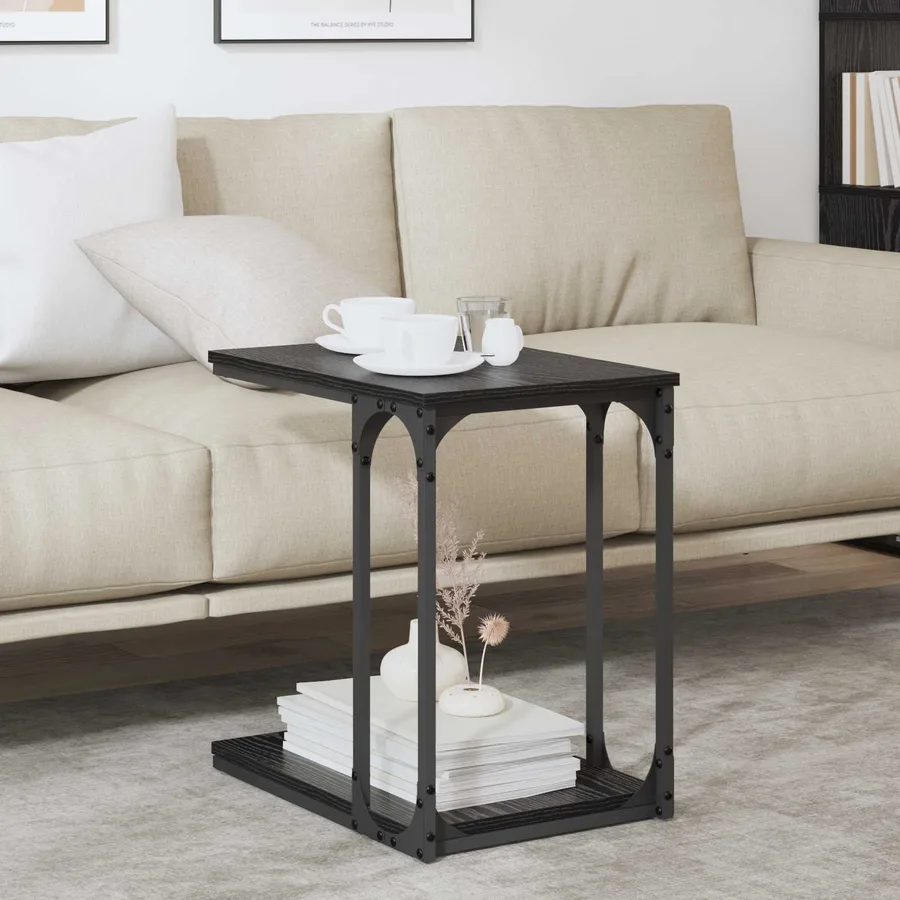 Table d'appoint Chêne noir 50 x 35 x 52 cm Bois d'ingénierie - 4