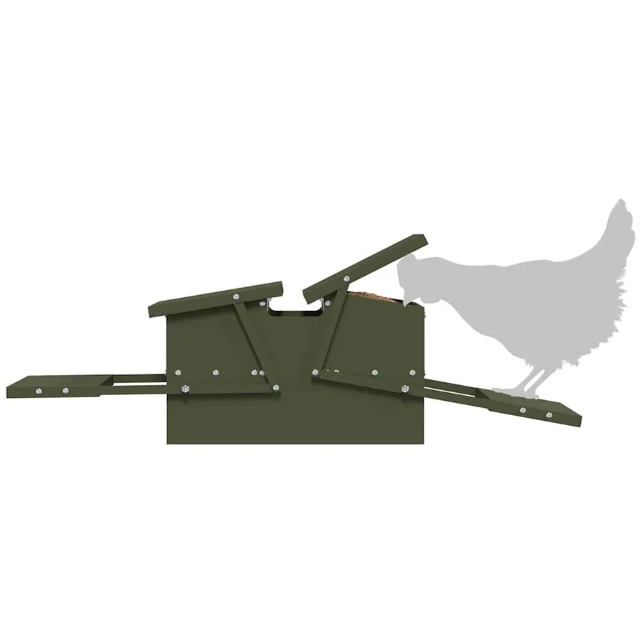 Nourrisseur à pédale pour poules Vert olive 75 x 53 x 20,5 cm - 11