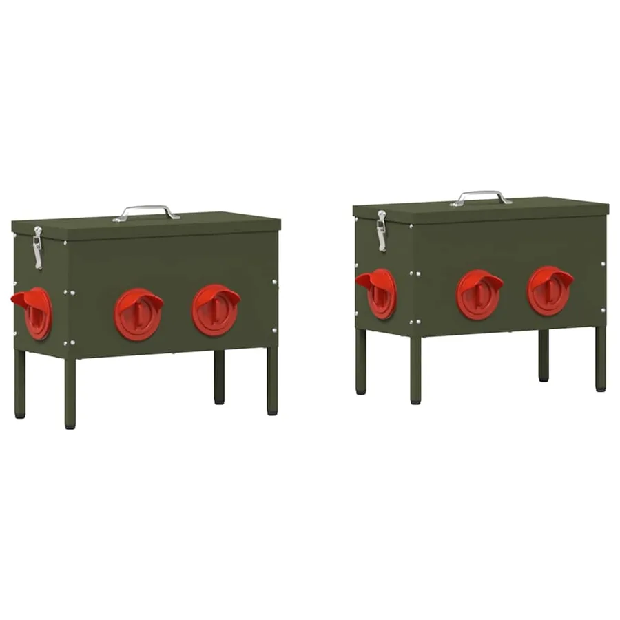Mangeoire pour poules 2 pcs Vert olive 41,5 x 20,5 x 33 cm - 2
