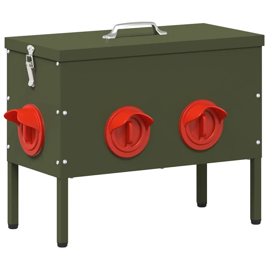 Mangeoire pour poules 2 pcs Vert olive 41,5 x 20,5 x 33 cm - 4