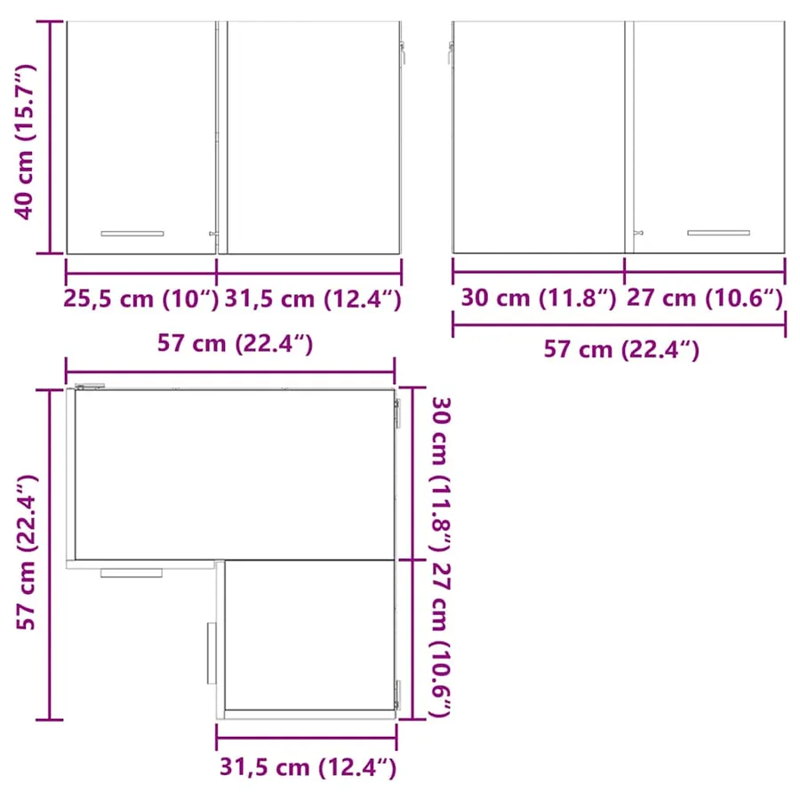 Armoire suspendue Chêne Sonoma et Blanc 57 x 57 x 40 cm - 12