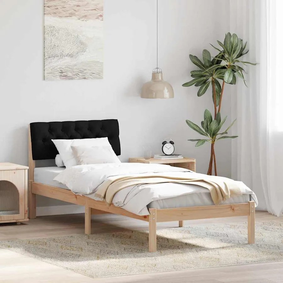 Cadre de lit Marron et noir 80 x 200 cm Bois massif en pin