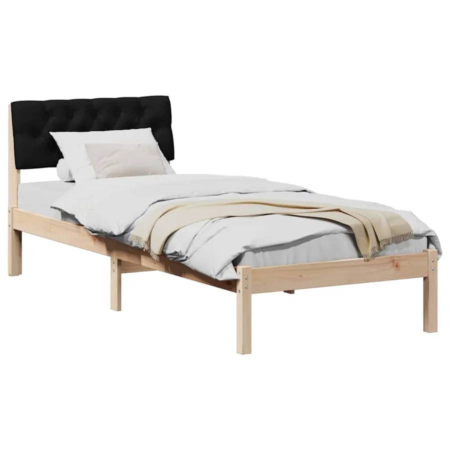 Cadre de lit Marron et noir 80 x 200 cm Bois massif en pin - 3