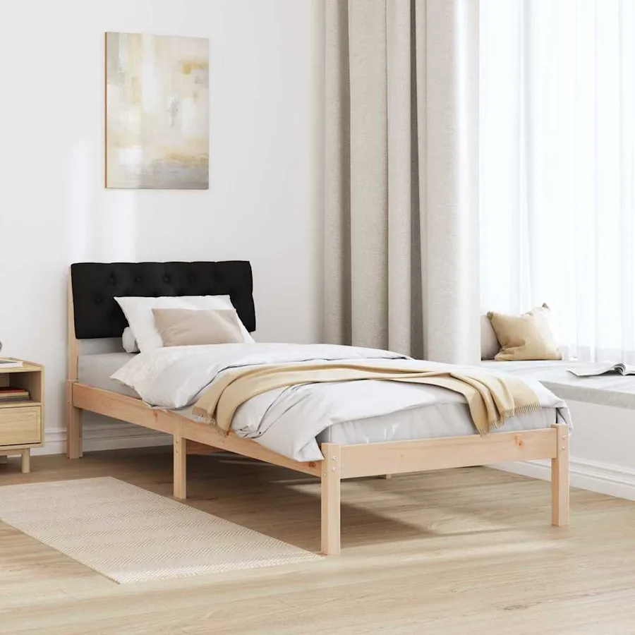 Cadre de lit Marron et noir 80 x 200 cm Bois massif en pin - 4