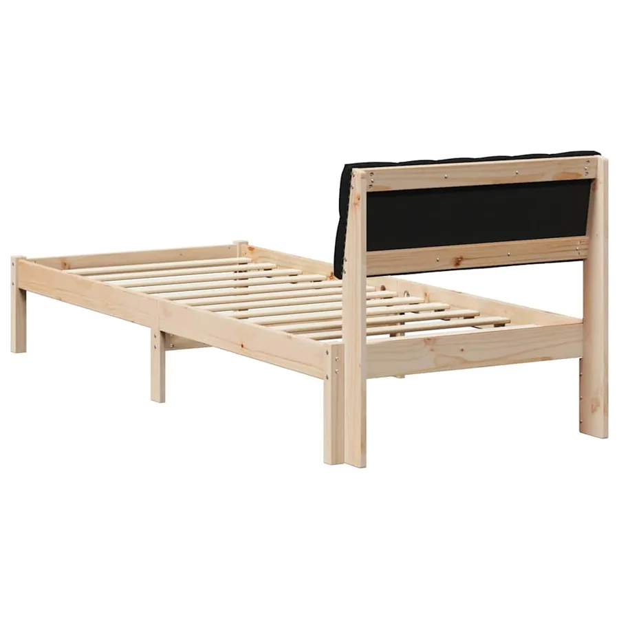 Cadre de lit Marron et noir 80 x 200 cm Bois massif en pin - 7