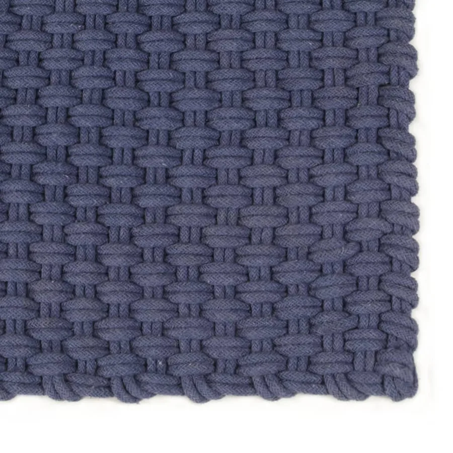 Tapis rectangulaire Bleu marine 180x250 cm Coton - 2