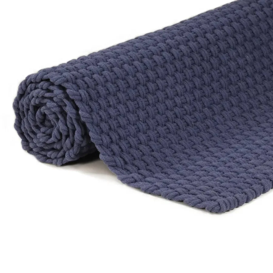 Tapis rectangulaire Bleu marine 180x250 cm Coton - 4