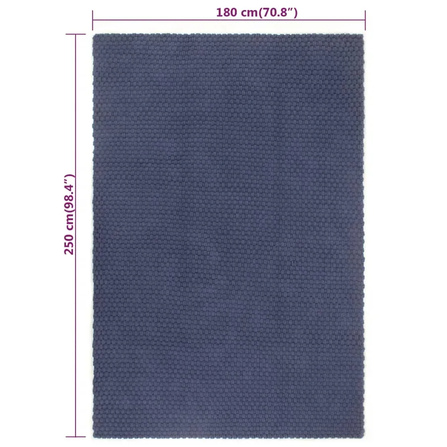 Tapis rectangulaire Bleu marine 180x250 cm Coton - 6
