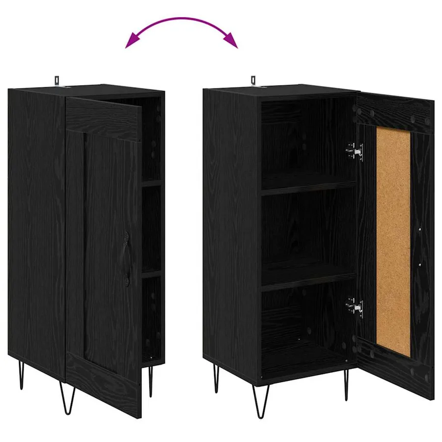 Buffet Chêne noir 34,5 x 34 x 90 cm Bois d'ingénierie et fer - 12