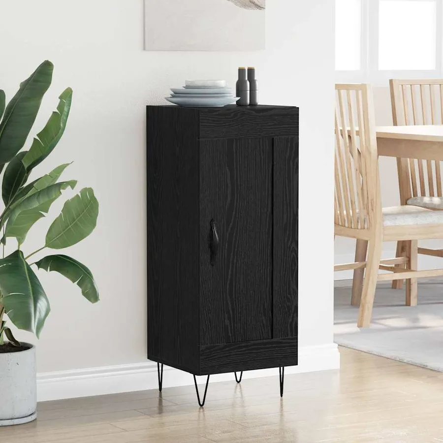 Buffet Chêne noir 34,5 x 34 x 90 cm Bois d'ingénierie et fer - 4