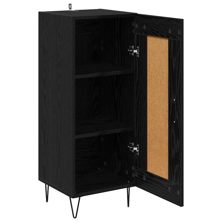 Buffet Chêne noir 34,5 x 34 x 90 cm Bois d'ingénierie et fer - 5