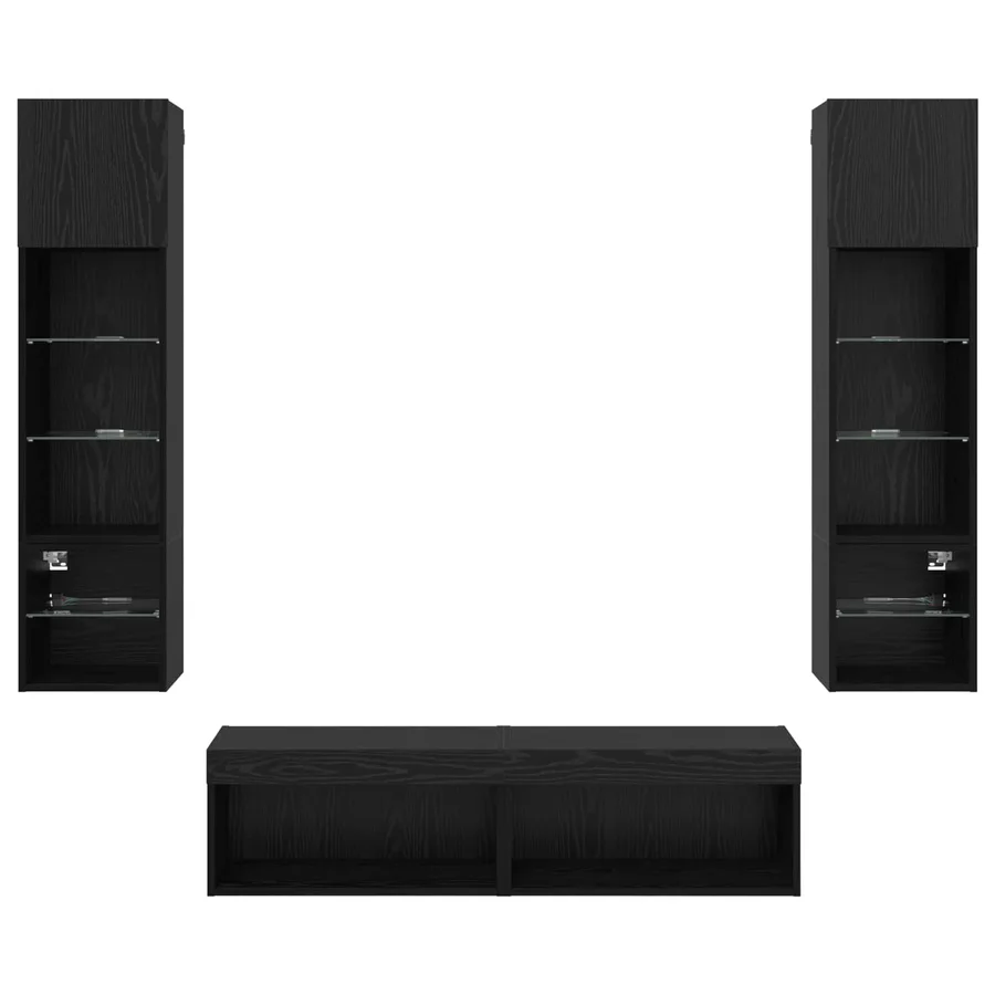 Unité murale de TV 6 pcs Chêne noir Bois d'ingénierie - 10