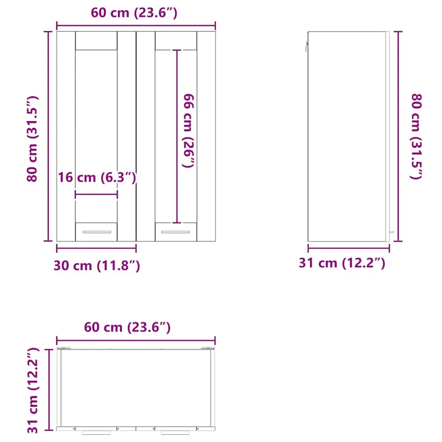 Armoire suspendue Riga Chêne artisanal 60 x 31 x 80 cm - 13