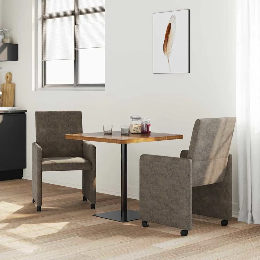Chaises de Salle à Manger avec Roues 2 pcs Gris foncé - 3