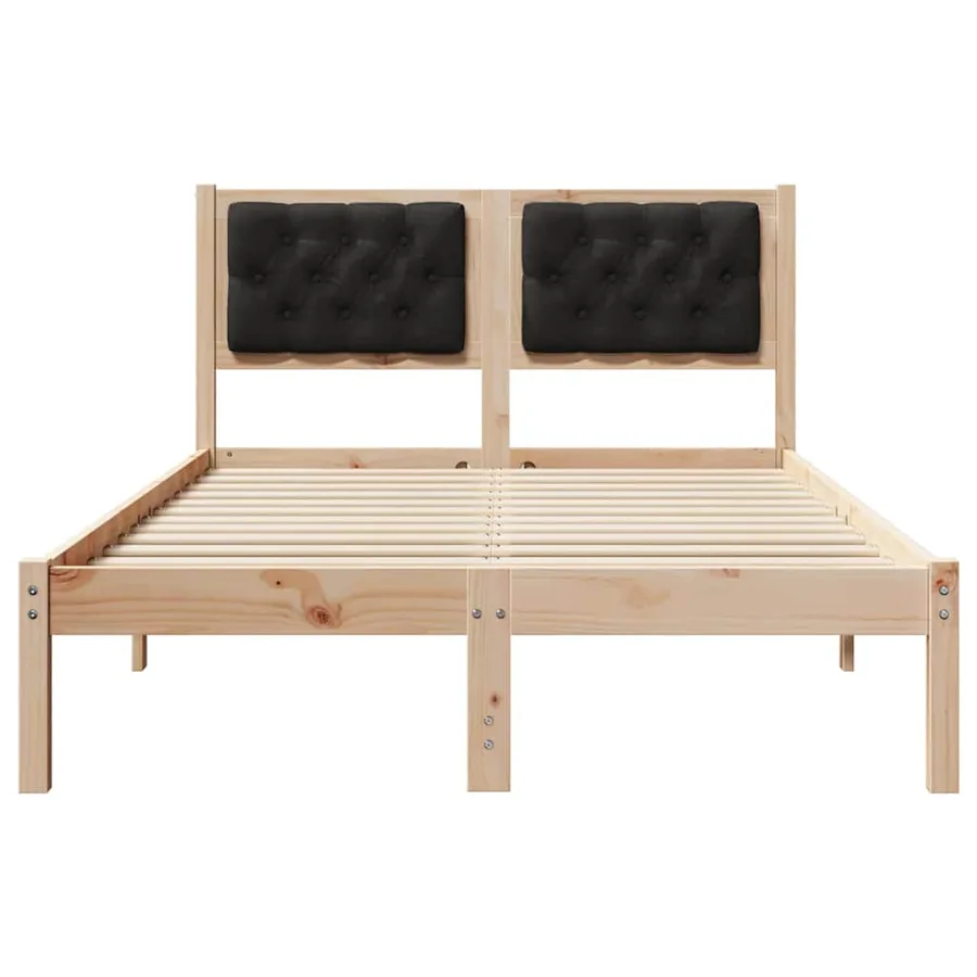 Cadre de lit avec tête de lit Noir 135 x 190 cm Pin massif - 5