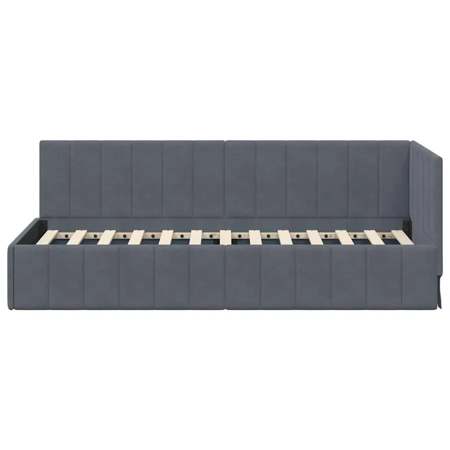 Cadre de lit d'angle Gris foncé 80 cm x 200 cm Velours - 5