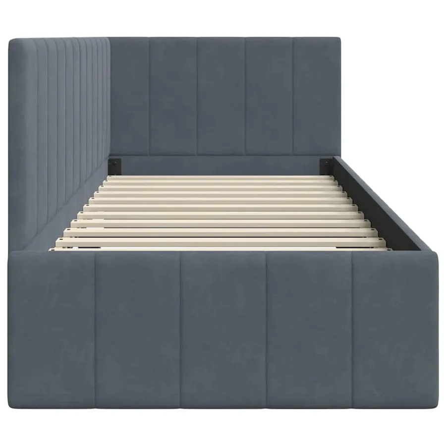 Cadre de lit d'angle Gris foncé 80 cm x 200 cm Velours - 6