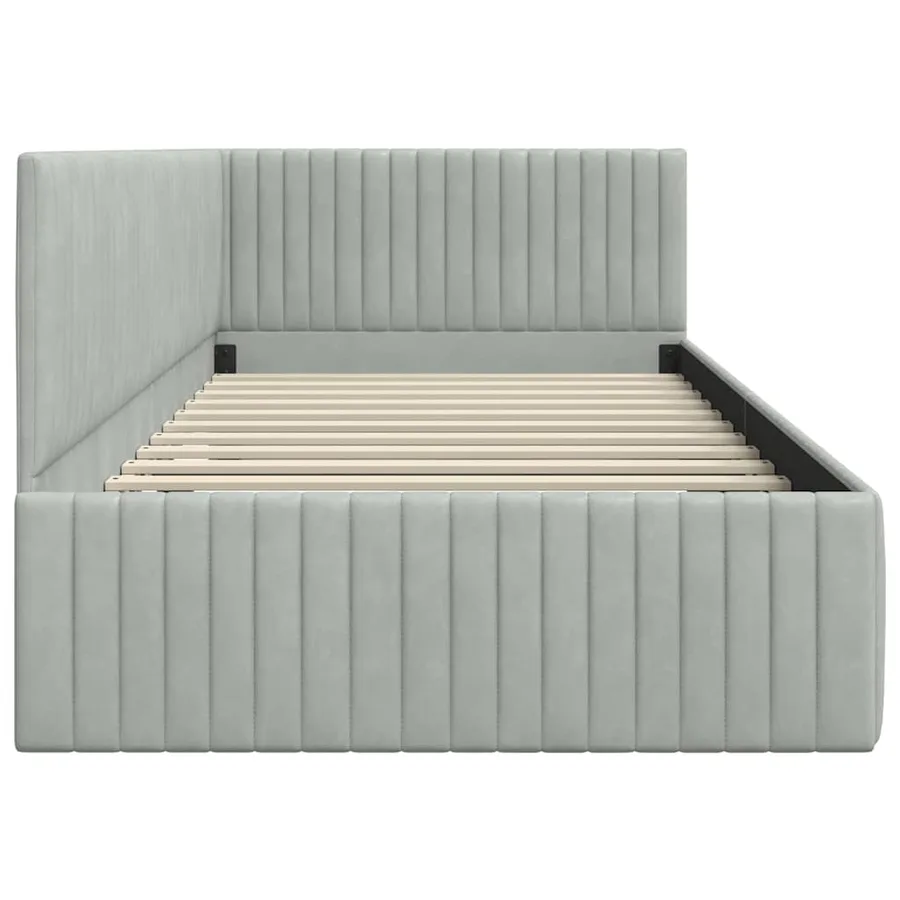 Cadre de lit d'angle Gris clair 100 cm x 200 cm Velours - 6
