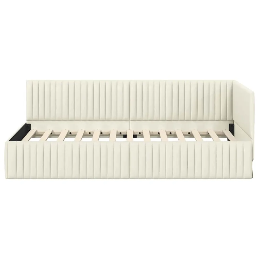 Cadre de lit d'angle Crème 100 cm x 200 cm Velours - 5