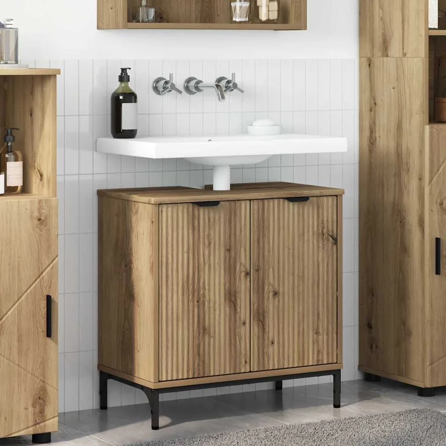 Meuble de Lavabo de Salle de Bain Chêne artisanal