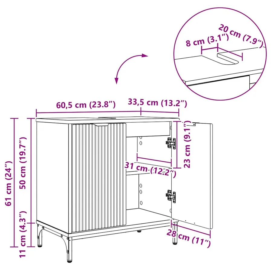 Meuble de Lavabo de Salle de Bain Chêne artisanal - 14