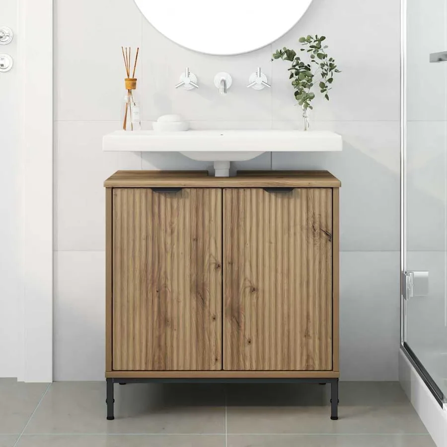 Meuble de Lavabo de Salle de Bain Chêne artisanal - 4